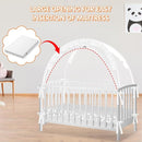 Crib Tent to Keep Baby from Climbing Out - Crib Net to Keep Baby in - Pop Up Breathable Cribs Cover - Canopy with Upgrade Strong Mesh and Durable Zipper (White - Lines, Lager) by TinyTreasures Baby Boutique