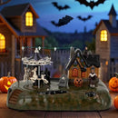 Animated Halloween Carousel Village House, LED Spooky Festival Display Collection Battery Operate, Indoor Use only by CozyNest Decor