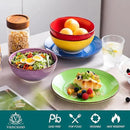 vancasso Bonita Dinnerware Sets, 24 Pieces Multicolor Stoneware Dinner Set for 6, Handpainted Spirals Pattern Ceramic Plates and Bowls Sets Kitchen Plate Set by CozyNest Decor
