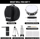 Snare Drum Set, 14" x 5.5" Marching Snare Drum with Stand & Storage Padded Bag + Silent Mute Pad + Drums Sticks + Drumstick Holder + Drums Key + Damper Gels for Adults Kids Beginners (Black) by TinyTreasures Baby Boutique
