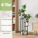 Plant Stand Indoor 6 Tier 9 Potted Multiple Flower Pot Holder for Patio Garden Balcony Living Room Corner (6 Tier Black+Rustic Brown) by GreenHaven Gardens