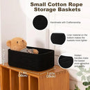 3 Pack Small Storage Baskets for Organizing, Cute Woven Decorative Gift Baskets for Shelves, Mini Closet Organizer Bins with Handles, 11.81''Lx7.87''Wx4.72''H-Black by CozyNest Decor