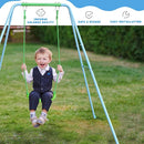 2-in-1 Toddler Swing Set with Metal Stand, Safety Belt & 4 Anchors - A-Frame Swing for Kids 6 Months+ (Blue, Indoor/Outdoor Backyard Playground) by TinyTreasures Baby Boutique