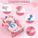 Baby Bathtub,Collapsible Baby Bath Tub with Thermometer & Soft Floating Cushion,Portable Travel Baby Bathtubs for Newborns to Toddlers 0-36 Months(Crab Pink) by TinyTreasures Baby Boutique