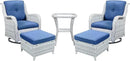 Outdoor Swivel Rocker Furniture 5 Pieces Patio Wicker Furniture Sets, Rattan Patio Swivel Glider Chairs with 2 Ottoman and Glass Side Table by GreenHaven Gardens
