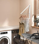 Dr.DJ Clothes Drying Rack Wall Mounted, Retractable & Foldable Clothes Hanger for Laundry Room Organization and Storage, Clothes Hanger Rack for Dorm, Closet, Balcony, Laundry Room(1P, Metal, White) by CozyNest Decor