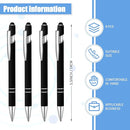 8 Pieces Ballpoint Pen with Stylus Tip Black Ink 2 in 1 Stylus Metal 1.0 mm Medium Point Smooth Pen Rainbow Colorful Rubberized Ballpoint for Touch Screen Tablet(Black) by TinyTreasures Baby Boutique