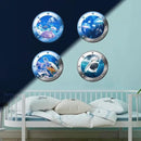 3D Ocean Animals World Wall Stickers Glow in The Dark, 4 Pcs Sharks Turtles Jellyfishs Removable Decals for Kids, Vinyl Stickers for Ceiling (Blue) by CozyNest Decor