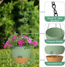 ZMTECH 12 Inch Hanging Planters for Indoor Outdoor Plants, 1 Pack Self Watering Hanging Plant Pots with Drainage Holes and Removable Saucer, Plastic Flower Hanging Pots with Watering Lip (Green) by GreenHaven Gardens