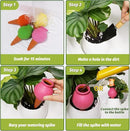 Terracotta Self Watering Spikes, 4 Pack Watering Bulbs for Indoor Outdoor Plants, Vacation Slow Release Plant Self Watering Planter Insert Devices, Colorful Water Globes While Away