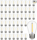 48 Pack S14 LED String Light Bulbs, 1W Shatterproof & Waterproof Outdoor Indoor Replacement Bulbs, E26 Base Edison LED Light Bulbs Warm White 2200K. (S14 48Pack) by GreenHaven Gardens
