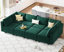 Belffin Modular Sectional Sofa with Storage Chaises Sectional Sleeper Sofa Couch 8 Seat Sectional Bed Green by CozyNest Decor