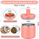 19oz Insulated Vacuum Food Jar with Buckle Lid Wide Mouth Soup Thermo for Hot Food Kids Leakproof Stainless Steel Lunch Container- Pink-1Pack by TinyTreasures Baby Boutique