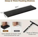 40 Inch Floating Shelves Black, 40" W x 9" D Floating Shelf Set of 2, Farmhouse Wood Wall Shelves for Bedroom, Kitchen, Wall Mounted Deep Shelving for Home Decor by CozyNest Decor