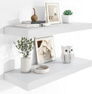 Heimlove 12" Deep Floating Shelves, 36 x 12 Inch Wall Mounted Long Floating Shelf with Invisible Brackets, for Home Decor, Bedroom, Kitchen, Living Room, Bathroom - 2 Pack, White by CozyNest Decor