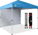 CROWN SHADES 8x8 Pop Up Canopy with 1 Side Wall - Beach Tent with One Push Setup - Outdoor Sun Shade for Events, Parties, Camping - Gazebo with STO-N-Go Cover Bag (Sky Blue) by GreenHaven Gardens