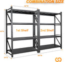 Set of 2 Storage Shelves, 4 Tier Heavy Duty Garage Shelving Units, 48” Wide Rack Shelf, 3000LBS Steel Industrial Shelving, 24” Deep Adjustable Standing Shelf for Warehouse 24" D x 48" W x 70" H Black by GreenHaven Gardens