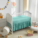 Tufted Ruffle Crib Bedding Set 3 Pieces Baby Girls Boys Boho Quilted Comforter with Fitted Sheet and Bed Skirt - Cute Ruffled Shabby Chic Baby Bedding Soft Blanket Design Teal Blue by TinyTreasures Baby Boutique