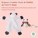 Organic Cotton Stuffed Animal Rattle Baby Toys, Organic Panda Cuddle Cloth & Organic Panda Activity Ring Plush Toy Set for Newborns Infant Boys Girls, 2 PCS by TinyTreasures Baby Boutique