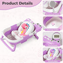 Collapsible Baby Bathtub for Newborn, Foldable Baby Bath Tub with Thermometer & Soft Floating Cushion & Drain Hole, Portable Travel Infant Bath Tubs for Newborns to Toddlers 0-36 Months Girls by TinyTreasures Baby Boutique
