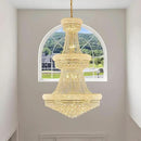 31 - Light Large Empire Crystal Chandelier for High Ceiling Foyer Entryway Staircase Living Room Dining Room Gold Finish by CozyNest Decor