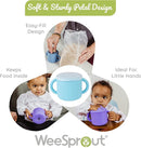 WeeSprout Snack Containers, Food Grade Silicone Cups, Spill-Proof Tops For Toddlers and Babies, Premium Hard Plastic Travel Lids, Dishwasher Safe, Set of 2 Snack Catchers by TinyTreasures Baby Boutique
