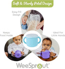 WeeSprout Snack Containers, Food Grade Silicone Cups, Spill-Proof Tops For Toddlers and Babies, Premium Hard Plastic Travel Lids, Dishwasher Safe, Set of 2 Snack Catchers by TinyTreasures Baby Boutique