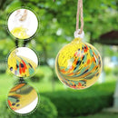 VCUTEKA Hanging Garden Gazing Ball, Hand-Blown Glass Witch Ball for Outdoor Garden Décor, 6" Yellow Swirl by CozyNest Decor