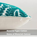 HWY 50 Teal Decorative Throw Pillow Covers 18x18 Inch (1 Piece), Embroidered Cotton Farmhouse Cushion Cover Pillow Case for Sofa Couch Living Room Bed Bedroon, Floral Branches by CozyNest Decor
