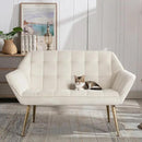 48”Small Loveseat Sofa, Modern Velvet Upholstered Mini Couch 2-Seater Fluffy Love Seat with Quilting Backs and Metal Legs for Small Space Living Room, Bedroom, Beige by CozyNest Decor