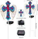 YJFWAL Cardinal Bird&Rose Cross Garden Stake Light, Solar Glass Cross for Cemetery Grave, Jesus Cross Angel Wings Sympathy Memorial Gifts, Halloween Christmas Garden Lawn Yard Patio Decor by GreenHaven Gardens