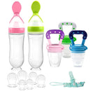 Food Feeder Baby Fruit Feeder Pacifier (3 Pcs) with 6 Different Sized Silicone Pacifiers,Silicone Baby Food Dispensing Spoon 90ML with 2 Babies Spoons Pacifier Clip Infant Fruit Teething Feeders-Pink by TinyTreasures Baby Boutique