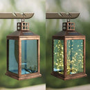 Solar Lantern Outdoor, Garden Hanging Lantern Solar Powered - Glass Waterproof Brushed Copper Solar Table Lantern Decorative Lights Flash and Steady-on Modes for Patio, Backyard, Garden by GreenHaven Gardens