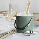 3L Ice Bucket with Silicone Lid, Scoop, Tongs & Strainer, Stainless Steel Double Wall Insulated Ice Buckets for Parties & Cocktail Bar, Outdoor Champagne Ice Container Bin, Dusty Green by CozyNest Decor
