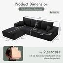 Boneless Sectional Cloud Couch Sofa for Living Room, 112" L-Shaped Modular Modern Lounge Sleeper Black Couches with Chaise, No Assemble, Cordury Compression Upholstered Sofas by CozyNest Decor