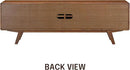 NTC Sapa Mid-Century Modern Solid Wood TV Stand 4-Door Media Console with Carved Geometric Fronts for TVs up to 75", Effortless Assembly, Dark Walnut by CozyNest Decor