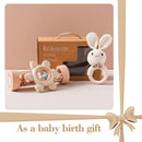 Youuys Wooden Baby Rattle Set (3pcs) - Crochet Rattle Rain Stick Teething Toys, Wooden Montessori Toy for Newborn Infant Baby Rattles Set Toys 3-6-12 Months (Bunny) by TinyTreasures Baby Boutique