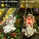 Angel Garden Statue,Fairy Solar Garden Decor with Warm Light,Waterproof Angel Statue with Swing & Holding Bird,Outdoor Garden Decor for Lawn Yard Patio Windowsill Garden Gifts, Apricot by GreenHaven Gardens