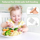 DRKIO 8 Pieces Toddler Forks Set - Baby Forks with Silicone Handle Children safe 18/8 Stainless Steel Toddler Utensils Set for Self Feeding Kids Silverware Anti-Choke Design Food Grade Dishwasher Safe by TinyTreasures Baby Boutique