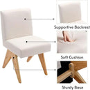 Mid Century Modern Farmhouse Dining Chairs Set of 4, Upholstered Armless Kitchen Chairs with Back and Wooden Legs, Linen Beige by CozyNest Decor