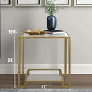 2 Tier Rectangular Side Table, Gold End Table with Glass Top, Modern Metal Clear Coffee Table，Small Accent Table for Living Room, Bedroom, 22" x 12.4" x 24" by CozyNest Decor