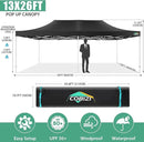 COBIZI 13x26 Pop Up Tent Heavy Duty Canopy with Removable Sidewalls Party Tent Outdoor Wedding Large Event Tent with Roller Bag for Garden Lawn Waterproof UPF 50+ Easy Up, Black (Framework Upgraded) by GreenHaven Gardens