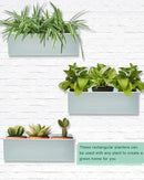 vensovo Metal Wall Hanging Planter Boxes – 12" Rectangle Flower Pots, 3 Pack with Drainage, Durable Galvanized Finish for Indoor Outdoor Balcony Fence Windowsill, White by CozyNest Decor