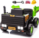 24V Ride On Dump Truck, 24inch-2 Seater Ride On Car for Kids w/Remote Control 4WD/2WD Up to 5 Mph, 24v Ride on Toys for Big Kids w/Electric Dump Bed Extra Shovel Traffic Cones (Green) by TinyTreasures Baby Boutique