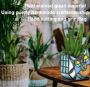 Tiffany Style Cute Cat Face Design Small Flower Pot, Unique Stained Glass Cat Planter, Tiltable Cat Decorative Flower Pot, Fun Peek-A-Boo Terrarium Decoration, Gift for Plant Women by GreenHaven Gardens