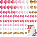 75 Pieces Cake Balls Topper Decorations Foam Cupcake Topper Mini Balloon Balls Cake Picks for Deco Birthday Party Wedding（Pink White Gold Series） by TinyTreasures Baby Boutique