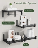 Deep Floating Shelves for Wall, 12 inch Wall Mounted Shelves Set of 2, Wide Floating Shelves for Living Room, Bedroom, Study, Bathroom, Black TBJ02P2BB by CozyNest Decor