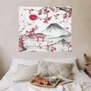 Red Cherry Blossoms Tapestry, Japanese Fuji Mountain Tapestry, Asian Japanese Wall Tapestry, Nature Landscape Tapestries for Bedroom Living Room Decor 60"x50" by CozyNest Decor