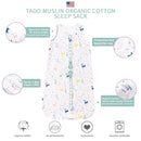 Toddler Sleep Sack for 2-4T Baby, Organic Cotton Wearable Blanket for Boys and Girls 0.5 TOG 2-Way Zipper Soft 4 Layers X-Large Deer by TinyTreasures Baby Boutique