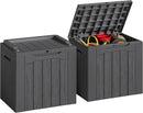 JUMMICO 31 Gallon Resin Deck Box Waterproof Indoor Outdoor Storage Boxes for Patio Furniture Cushions and Garden Tools (Gray, 31gallon-2 Packs) by CozyNest Decor